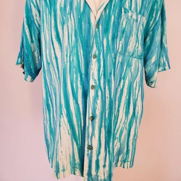 Painted Tommy bahama silk shirt blue stripe white XL limited edition collector